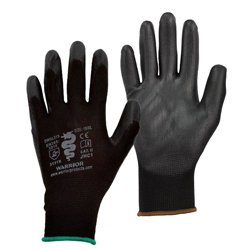 Black PU Coated Polyester Gloves