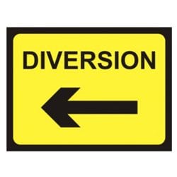 Diversion Arrow Left Road Sign