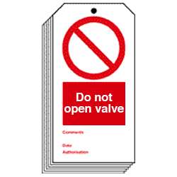 Do not open valve Safety Tag - Pack of 10