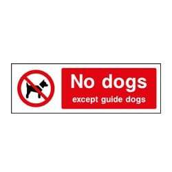 No dogs except guide dogs Sign