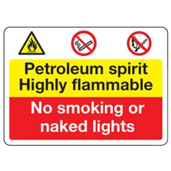 Petroleum Spirit Highly Flammable sign