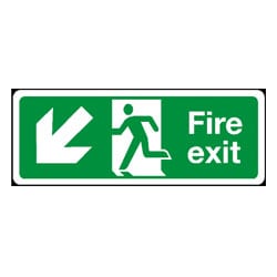 Man Running Left Diagonal Down/Left Arrow Fire Exit Sign