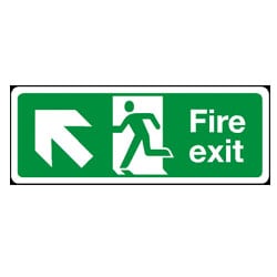 Man Running Left Diagonal Up/Left Arrow Fire Exit Sign