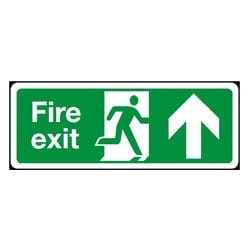 Man Running Right Up Arrow Fire Exit Sign