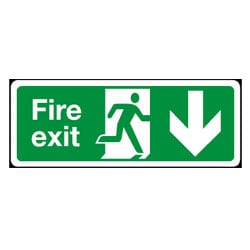 Man Running Right Down Arrow Fire Exit Sign