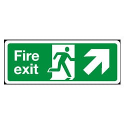 Man Running Right Diagonal Up/Right Arrow Fire Exit Sign
