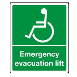 Emergency Evacuation Lift Sign