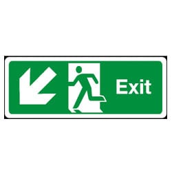 Man Running Left with Diagonal Arrow Left Exit Sign