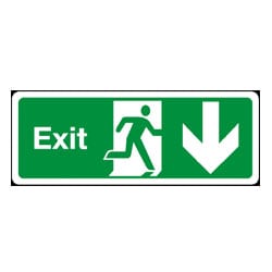 Man Running Right with Down Arrow Exit Sign