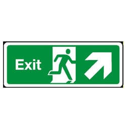 Man Running Right with Diagonal Arrow Up Exit Sign