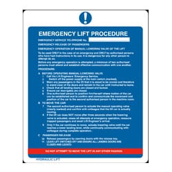 Emergency Lift Procedure Hydraulic Sign
