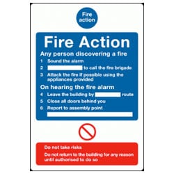 Fire Action Any Person Discovering a Fire Sign