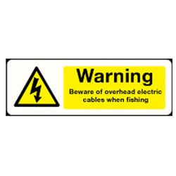 Beware of Overhead Electric Cables When Fishing Sign