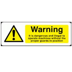 Warning It is dangerous and illegal to operate machines sign
