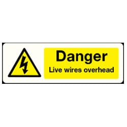 Danger Live wires overhead sign