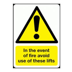 In the event of fire avoid use of these lifts Sign