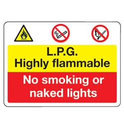 L.P.G Highly Flammable No Smoking or Naked Lights Sign