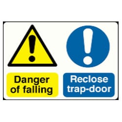 Danger of falling Reclose trap-door Sign