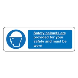 Safety Helmets are provided for your safety and must be worn Sign