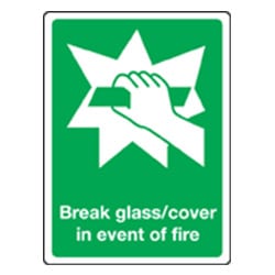 Break Glass/Cover In Event of Fire Sign