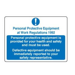 Personal protective equipment is provided for your health and safety sign