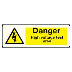 Danger High voltage test area sign