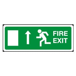 Fire Exit Man Running Left to Door Arrow Up Sign