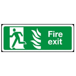 Fire Exit Man Running Left with Flame Sign