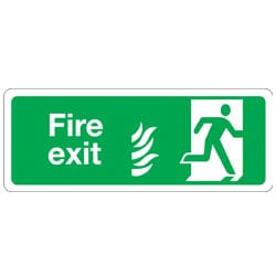 Fire Exit Man Running Right with Flame Sign