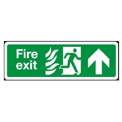 Fire Exit Man Running with Flame Right Arrow Up Sign