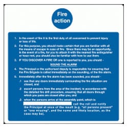Fire Action In The Event of a Fire Sign