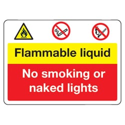 Flammable Liquid No Smoking or Naked Lights Sign