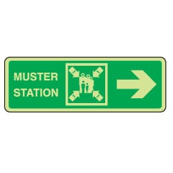 Muster Station Arrow Right Sign