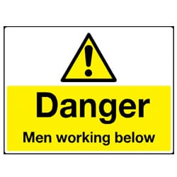 Danger - Men working below Sign