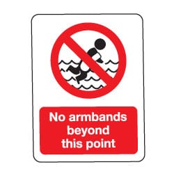 No armbands beyond this point Sign