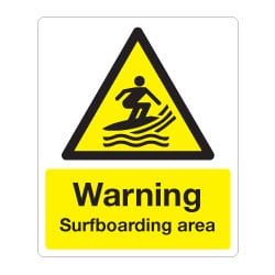 Warning Surfboarding Area Sign