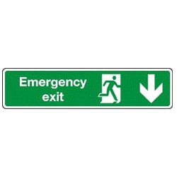 Emergency Exit Man Running Left Arrow Down Sign