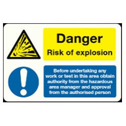 Danger Risk of Explosion Multi Sign