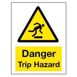 A Board Sign - Danger Trip Hazard - Self Adhesive Sticker