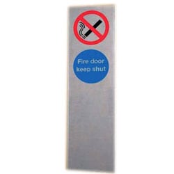 No Smoking Sign and Fire Door Keep Shut Door Push Plate