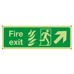 Fire Exit Arrow Diagonal Up/Right Sign (Photoluminescent)