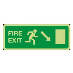Man Running Right With Diagonal Down Sign (Photoluminescent)