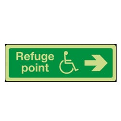 Refuge Point Arrow Right Sign (Photoluminescent)