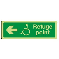 Refuge Point Arrow Left Sign (Photoluminescent)