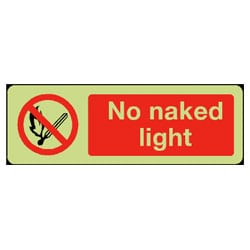No Naked Light Sign - Photoluminescent