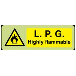 L.P.G. Highly Flammable Sign - Photoluminescent