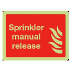 Sprinkler manual release Sign (Photoluminescent)