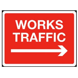 Directions to Works Traffic - Arrow Right Sign