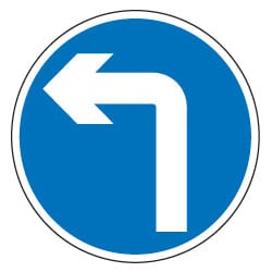 Turn Left Ahead Sign