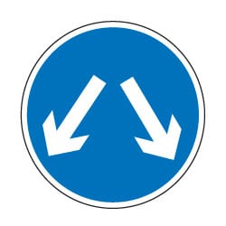 Vehicles May Pass Either Side Sign